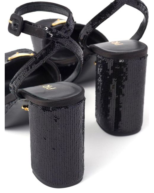 Sandalias con lentejuelas Prada de color Black
