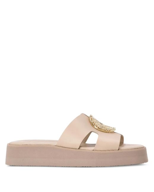 Kotris Sandals Pink Platform Leather Medallion Sandals