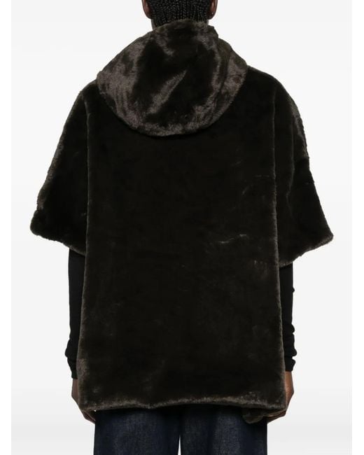 SERGIO MORETTI FIRENZE Black Hooded Faux-Fur Jacket