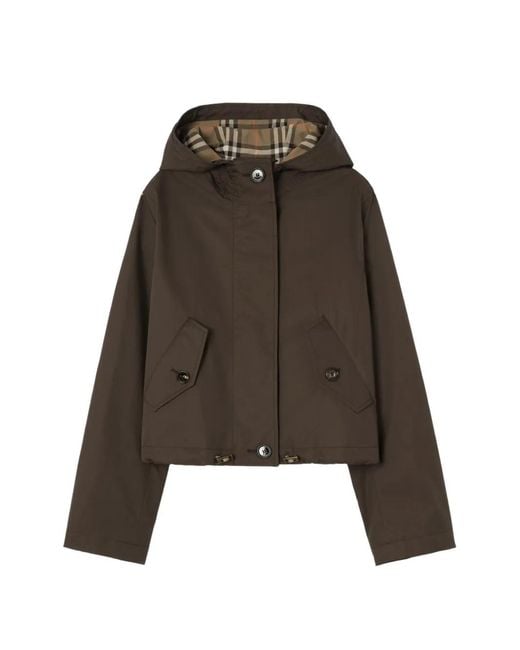 Burberry Brown Cropped Tropical Gabardine Parka