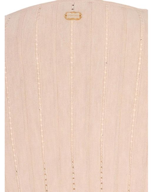 Agnona White Pointelle-Knit V-Neck Jumper