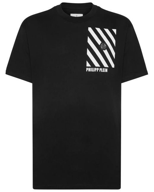 Philipp Plein Black Logo-Appliqué Cotton T-Shirt for men