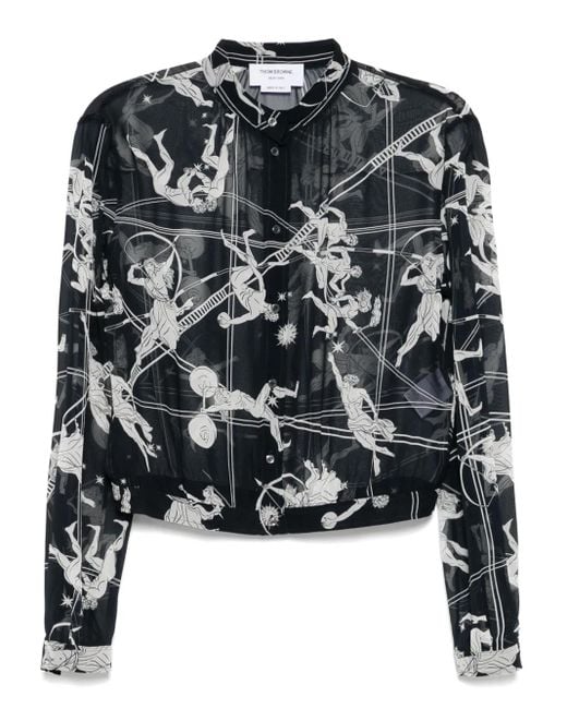 Thom Browne Black Bluse Mit Raffung