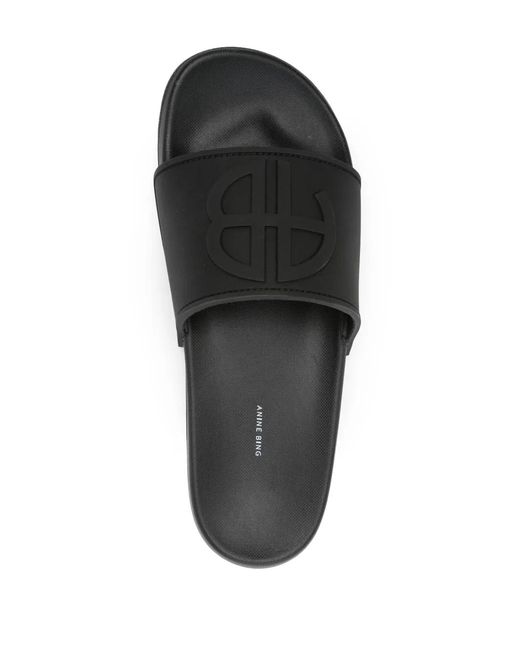 Anine Bing Black Isla Slides Shoes