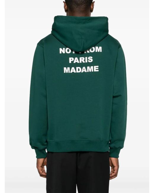 Drole de Monsieur Green Logo-Print Cotton Hoodie for men
