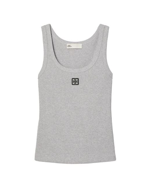 Tory Burch Gray Cotton Scoop Tank
