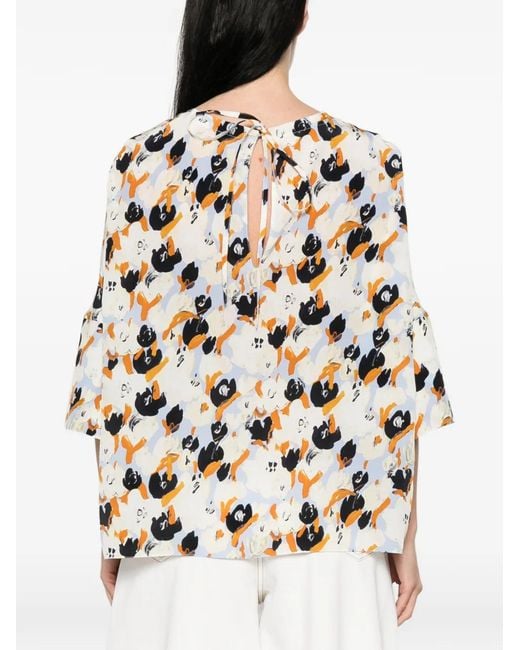 Marni White Silk Woven Top