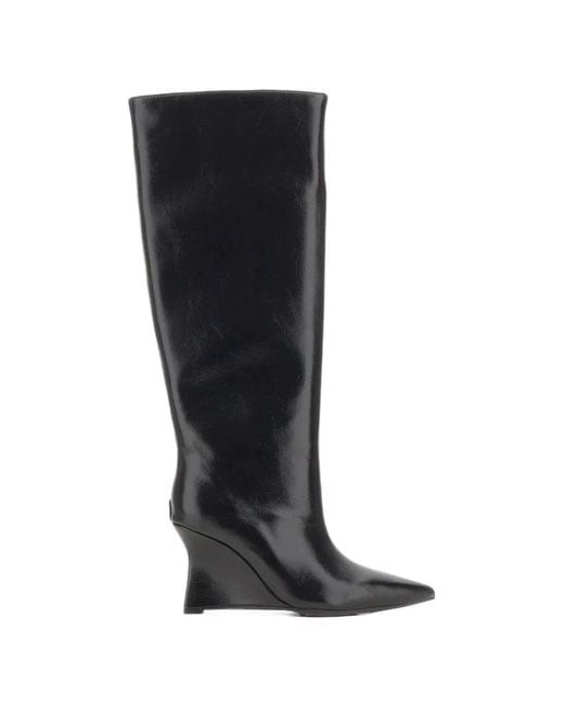 Twentyfourhaitch Black Diadema Pointed-Toe Boots