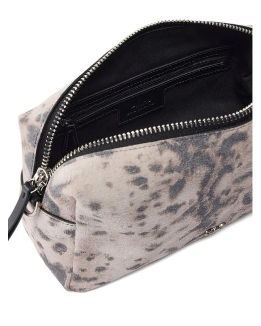 Pinko Gray Medium Python-Print Shoulder Bag