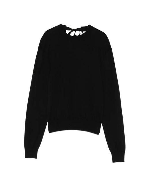 Lanvin Black Fitted Sweater With Silk And Nylon Blend