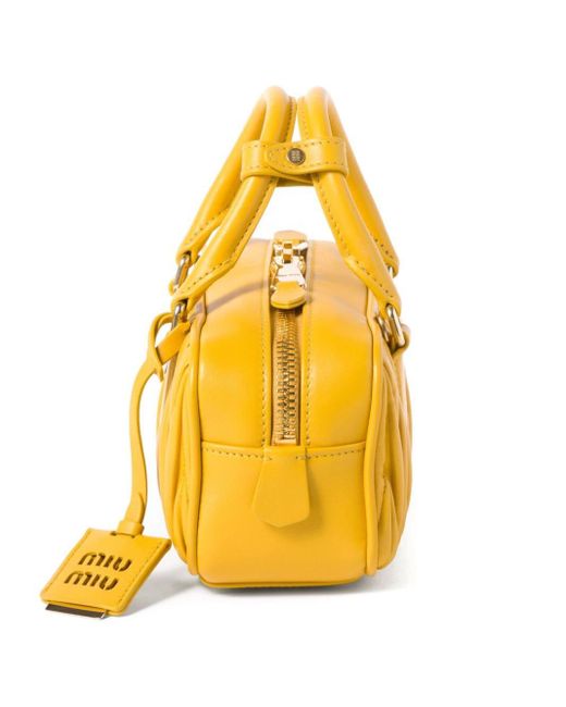 Miu Miu Yellow Arcadie Matelassé Leather Bag