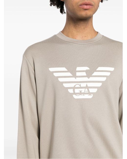 Emporio Armani Gray Logo-print Crew-neck Sweatshirt for men