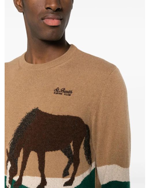Mc2 Saint Barth Gray Donegal Riding Crew Neck Jumper for men