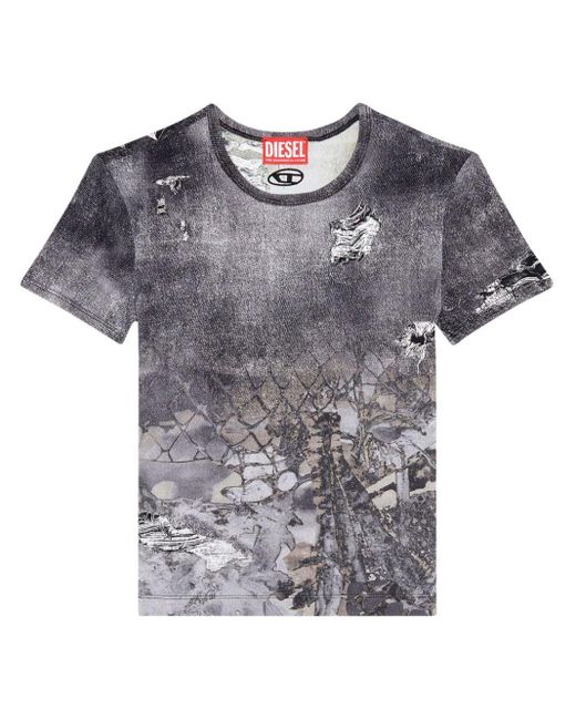 DIESEL Gray T-uncski Abstract-print T-shirt