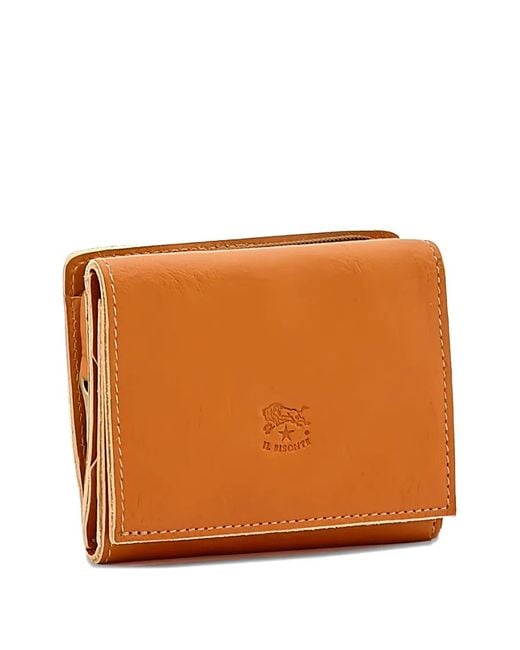 Il Bisonte Orange Grained Foldover Wallet
