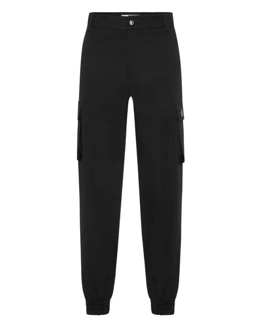 Philipp Plein Black Cargo Trousers for men