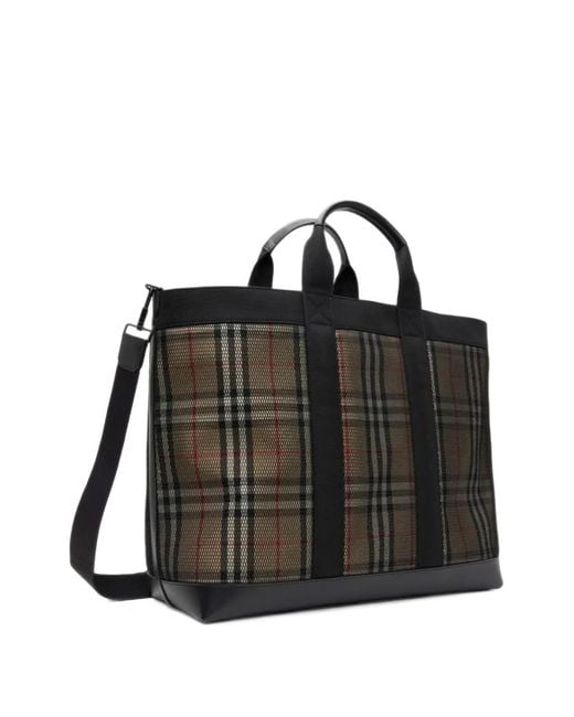 Burberry Black Ormond Check-Pattern Tote Bag