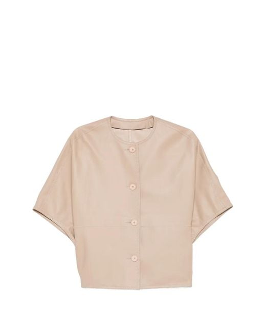 Manzoni 24 Natural Buttoned Leather Jacket