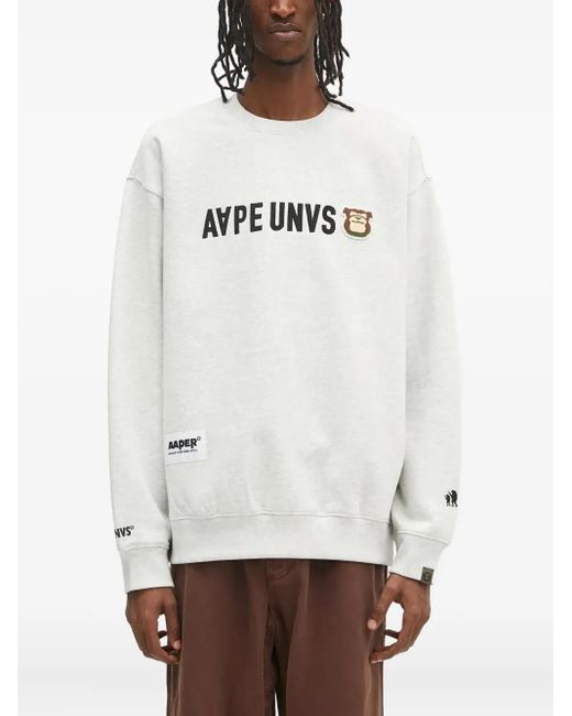 Aape By A Bathing Ape Gray Embroidered Sweatshirt for men
