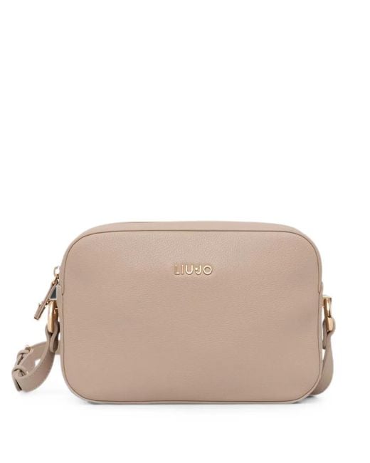 Liu Jo Natural Logo-Plaque Pebbled-Effect Shoulder Bag