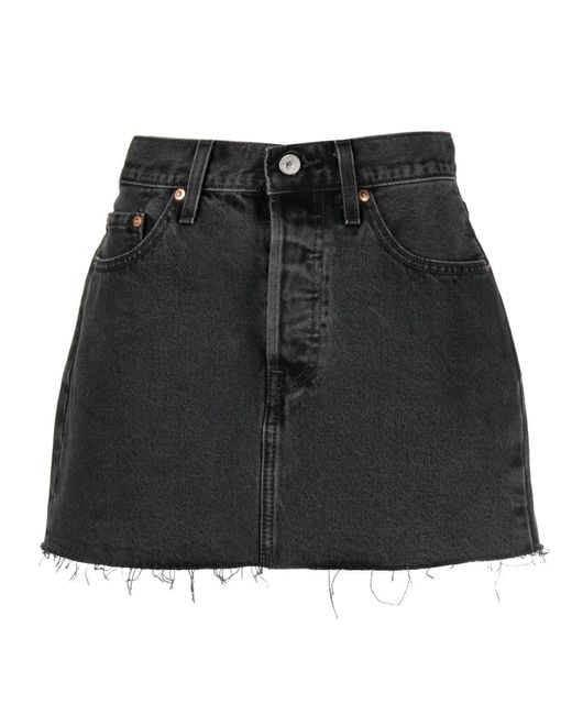 Levi's Black Logo-patch Short Denim Skirt