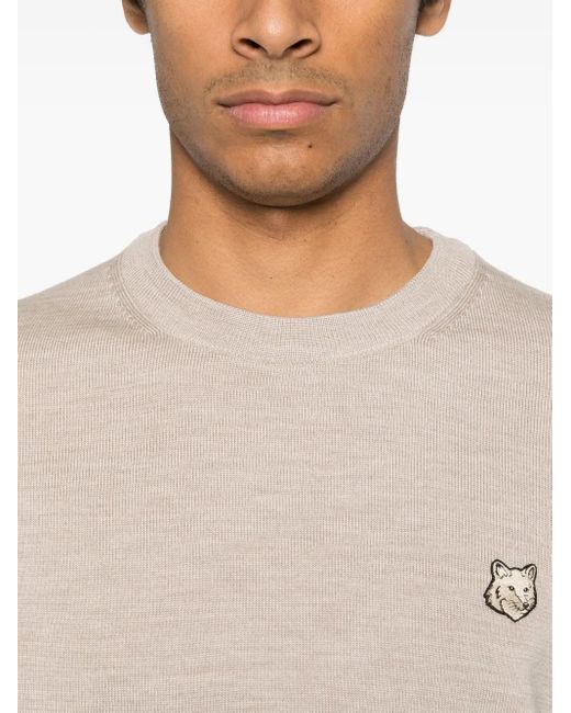 Maison Kitsuné Maison Kitsune 'Bold Fox Head Wool Wollspringer in Natural für Herren