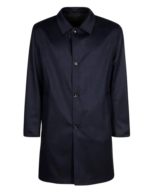 KIRED Blue Button-Fastening Cashmere Coat for men