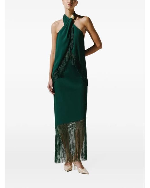 Baobab Green Austin Fringe-Detail Maxi Skirt