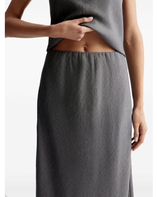 12 STOREEZ Gray A-line Linen Skirt