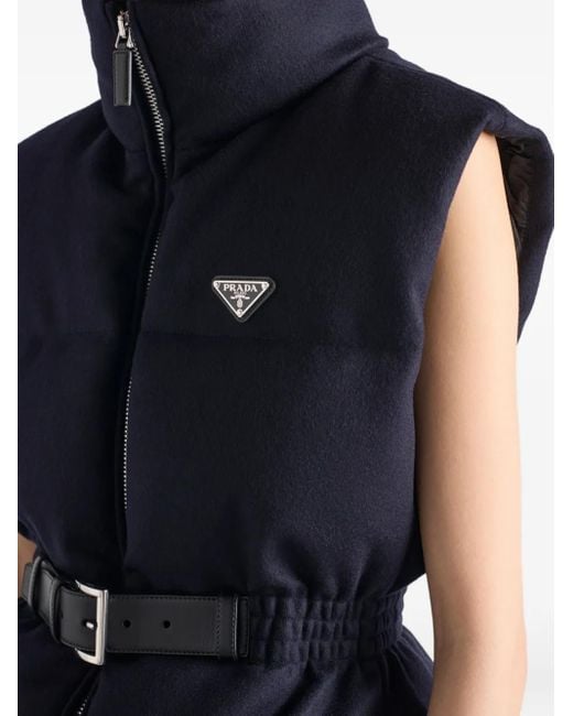 Prada Blue Wool Loden Down Gilet