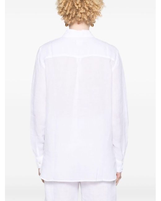 120% Lino White Leinenhemd mit klassischem Kragen