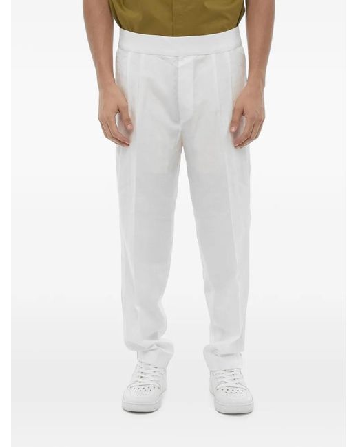 Neil Barrett White Double-Pleat Elasticated-Waist Tapered Trousers for men