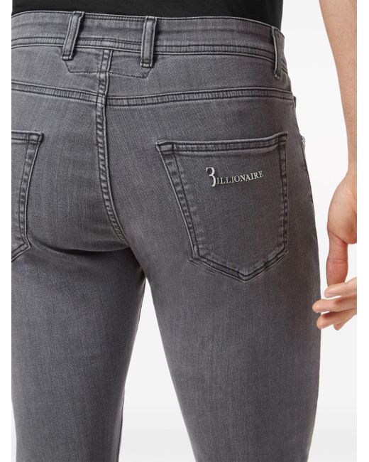 Billionaire Gray Low-rise Slim-fit Jeans for men