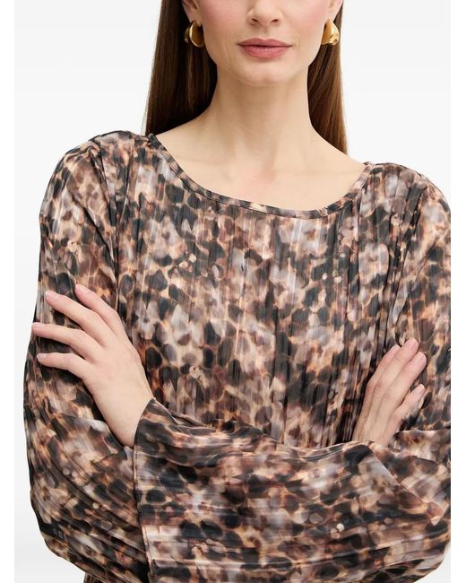 Guess Brown Ruffled-Hem Mini Dress
