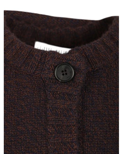 The Attico Black Draped-Detailing Button-Up Cardigan