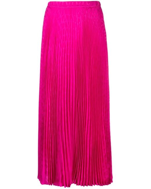 Valentino Garavani Pink Pleated Midi Skirt