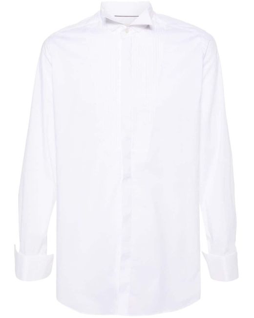 Tintoria Mattei 954 White Pintuck-detail Buttoned Shirt for men