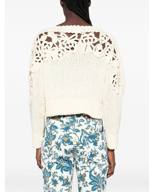 Ermanno Scervino White Crochet-Knit Cut-Out Sweater