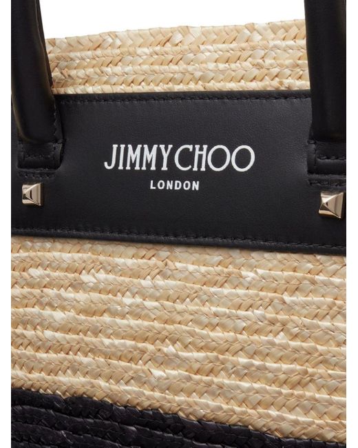 Jimmy Choo Natural Small Logo-print Raffia Tote Bag