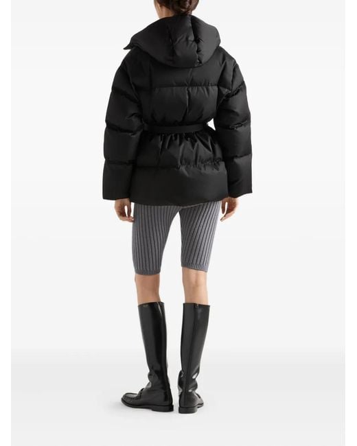 Prada Black Re-Nylon Hooded Down Jacket