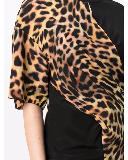 Stella McCartney Black Cheetah Print Panel T-shirt
