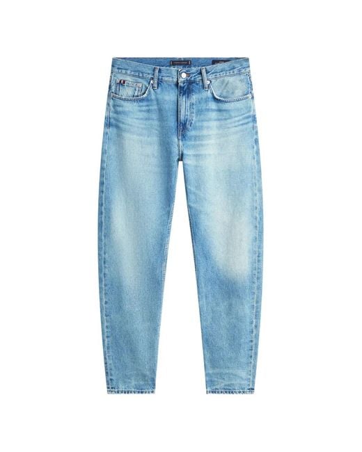 Tommy Hilfiger Blue Jean Droit Harlem À Effet Usé for men