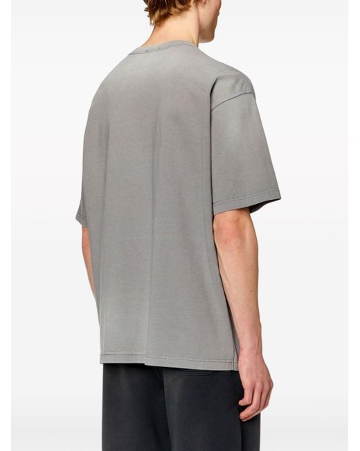 DIESEL Gray T-wash Cotton T-shirt for men