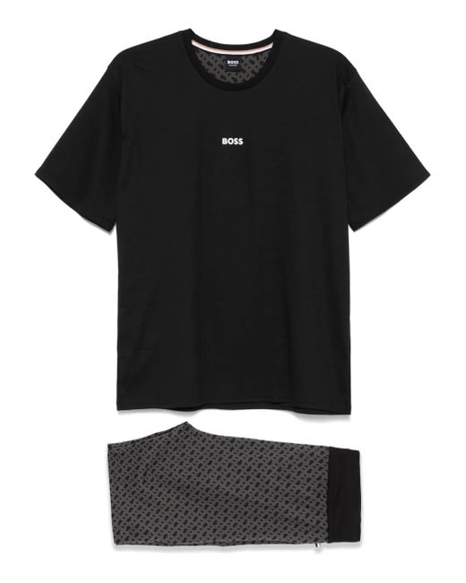 メンズ Boss モノグラム パジャマ Black