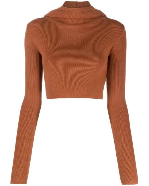 Live The Process Brown Dormer Balaclava Cropped Top
