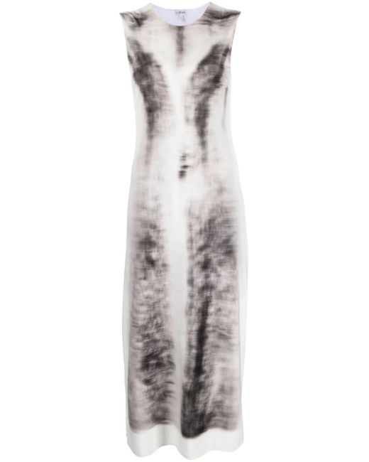 Loewe Multicolor Trompe L'oeil-print Velvet Dress