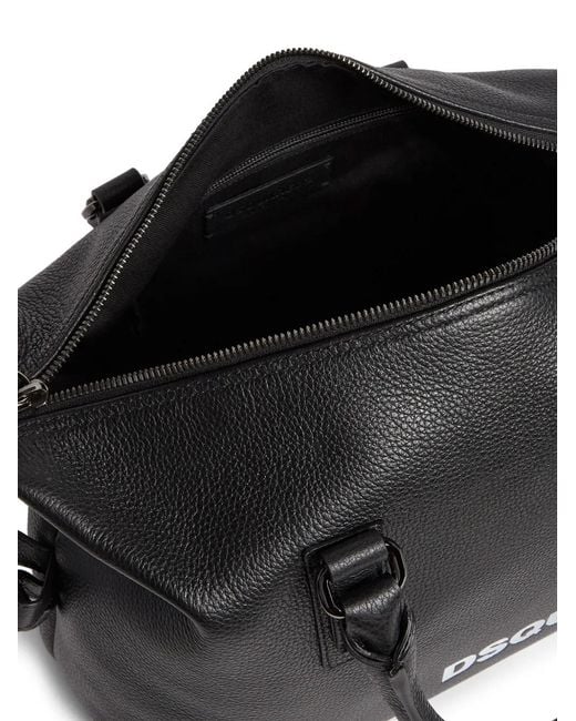 DSquared² Black Logo-Print Duffle Bag for men