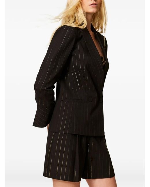 Twinset Black Pinstriped Blazer