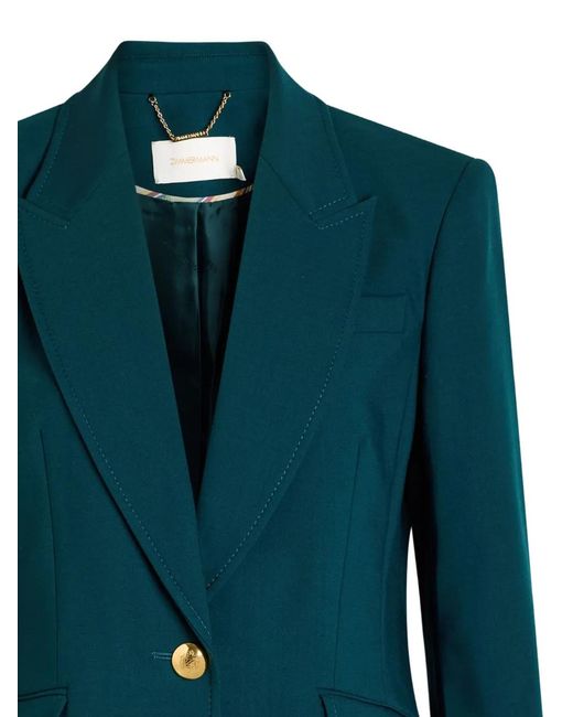 Zimmermann Green Button-Up Fitted Jacket
