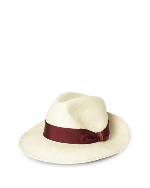Borsalino White Woven-Straw Wide-Brim Hat for men